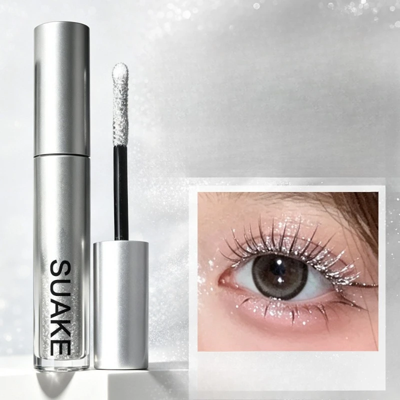 Glitter Mascara, Quick Dry Shimmer Eyelash Mascara, Sparkly Starry Sky Fine Glitter Lash Makeup for Atmosphere Eye Look
