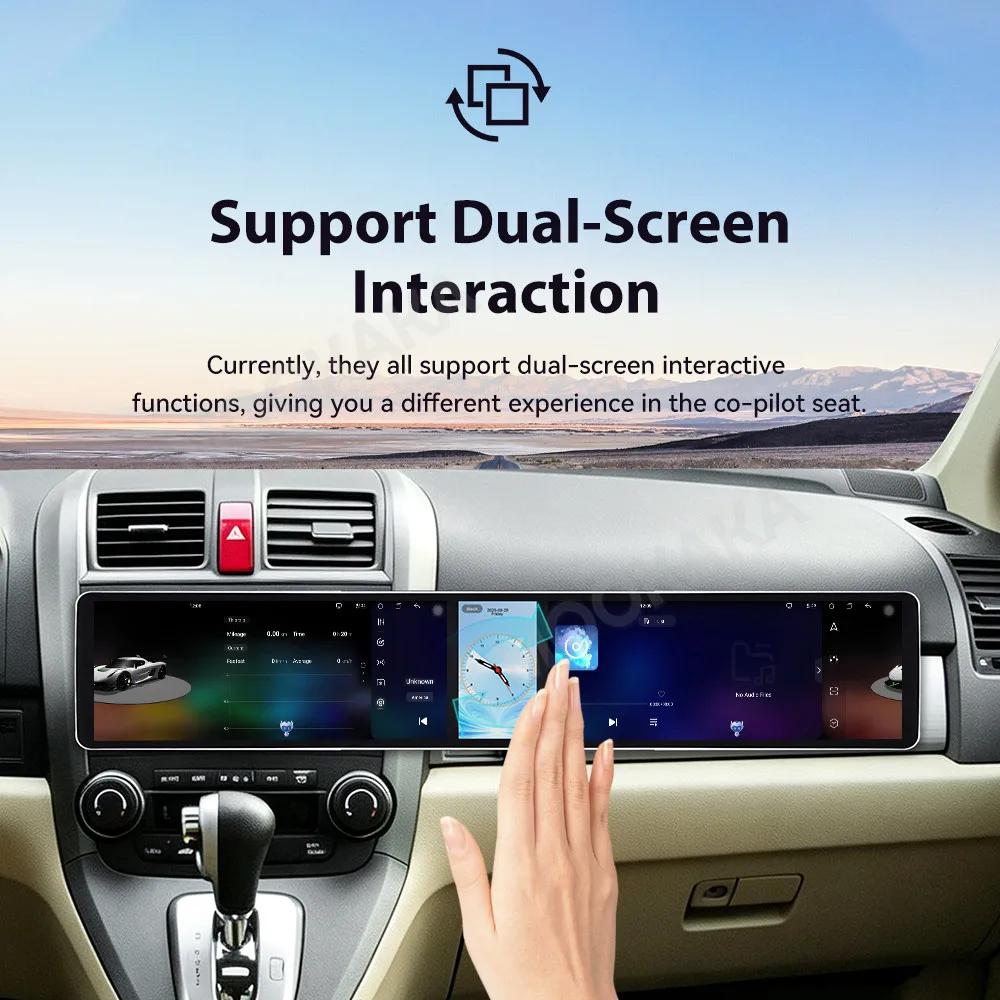 Android 15 Dual 12.3 Inch Triple Screen For Honda CRV 2007-2011 Car Stereo Radio Multimedia Player GPS Navi Wireless CarPlay DSP