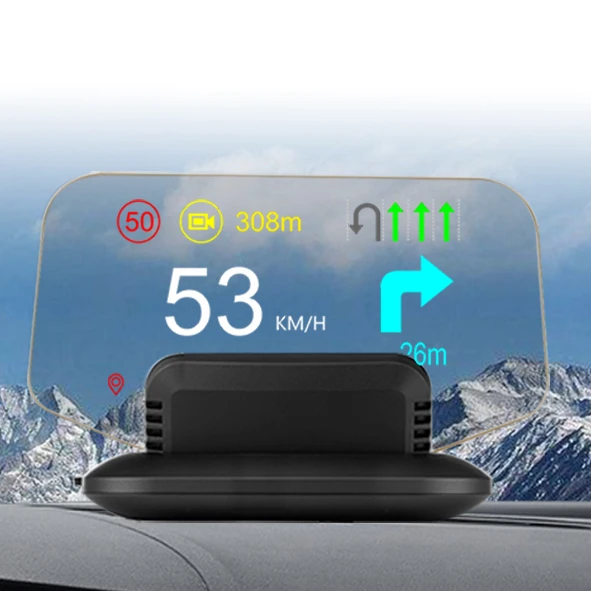 

2022 Hot Selling HUD C1 2+GPS Navigation for Car Over Speed Alarm With Speedometer Glare Shield HUD Tpms Display 2 Gauge