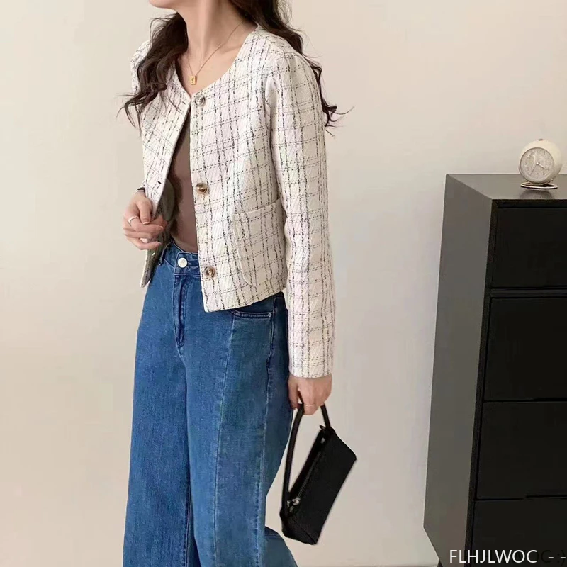 2024 Autumn Outerwear Chic Korea Design Japan Style Women Fashion Cute Elegant Office Lady Button Cropped Short Coats Jackets