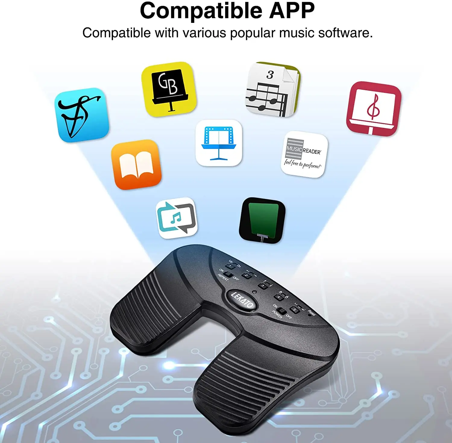 Btuty Pédale Tourne page BT Pédale de retournement de page sans fil Batterie rechargeable intégrée Compatible avec iPad Tablettes Android Smartphones