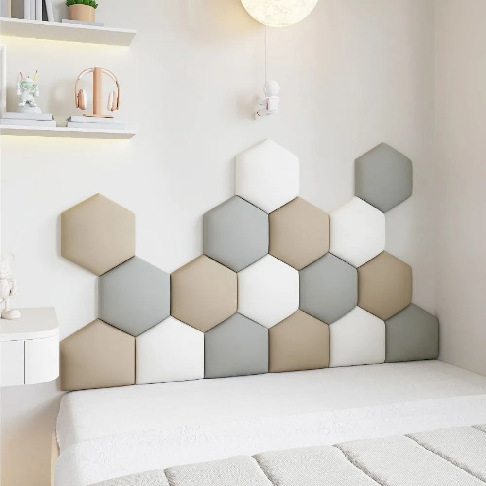 Children's Room Backrest Pad Hexagonal 3D Three-dimensional Wall Protection Self-adhesive Tatami Wall  Stickers Home Accessories
