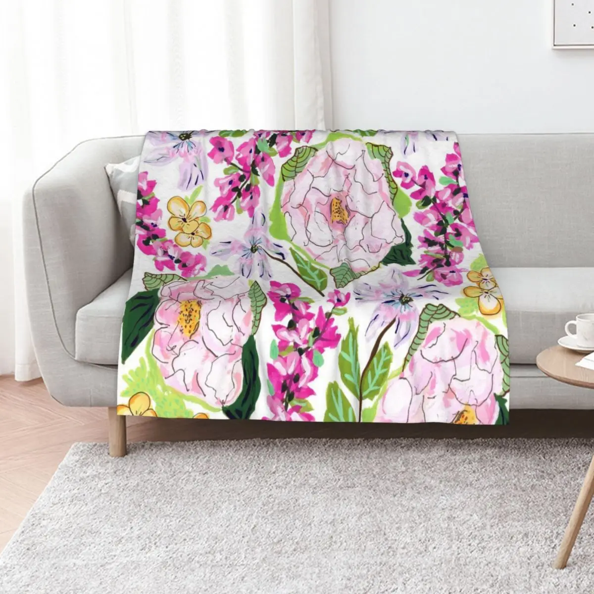 Pink Peony Delight Throw Blanket Bed linens Weighted heavy to sleep Decorative Sofa Stuffeds Vintage Blankets