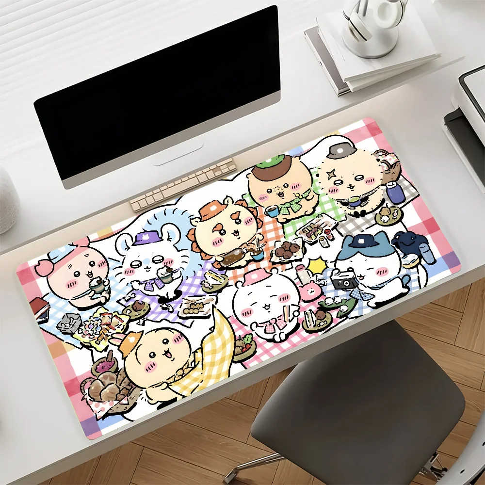 Cartoon Kawaii C-Chiikawa Mouse Pad Large Non-Slip Waterproof Mat Stitched Edge Keyboard Pad for Gaming Daily Office