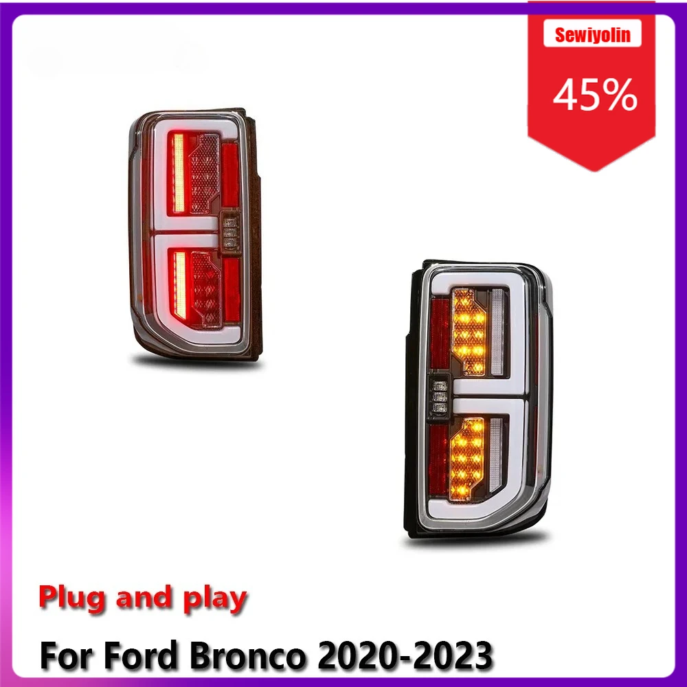 

Sewiyolin автомобильные светодиодные фонари задний фонарь в сборе для Ford Bronco 2020-2023 авто противотуманные DRL тормозной указатель поворота