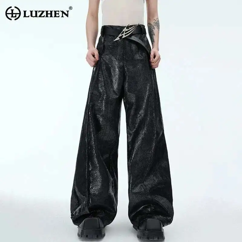 

LUZHEN 2025 New Original Texture Pattern Loose Straight Casual Pants Men's Fashion High Quality Street Wide Leg Trouser LZ8676