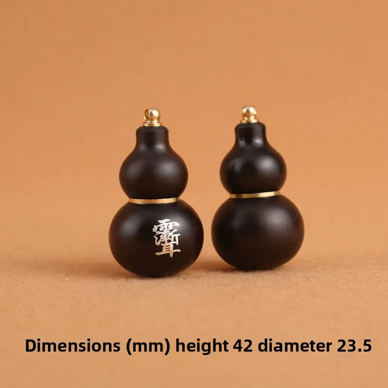 YNO Chinese Traditional Luck Thunder Struck Jujube Wood Gourd Pendant 925 Silver Inlaid Taoist Zi Wei Talisman Can Hold Cinnabar 4