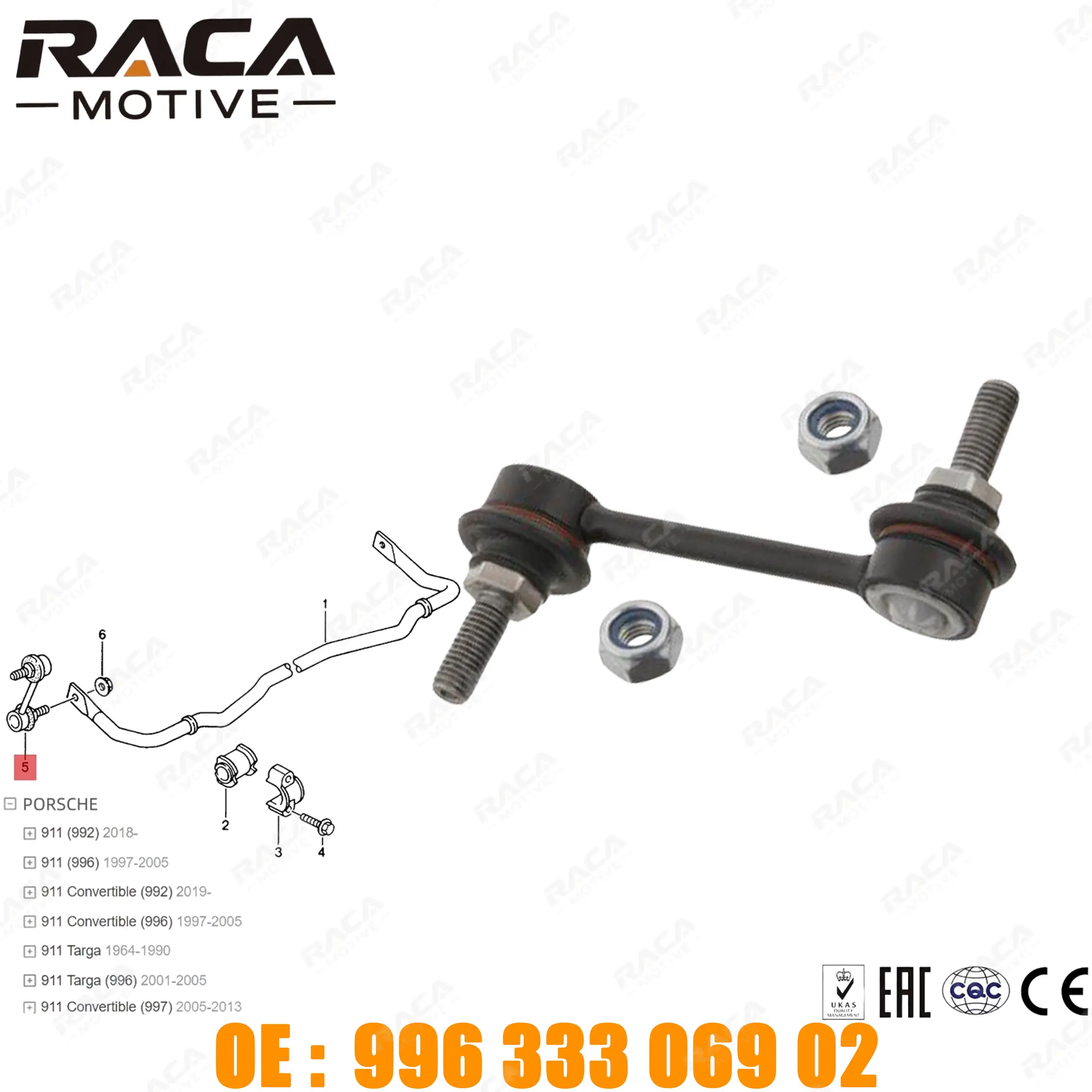 

Rear Axle Stabilizer Bar/Sway Bar Suitable for Porsche 911 (992/996/997) 911 Convertible 911 Targa 99633306902 99633306903 99633306904