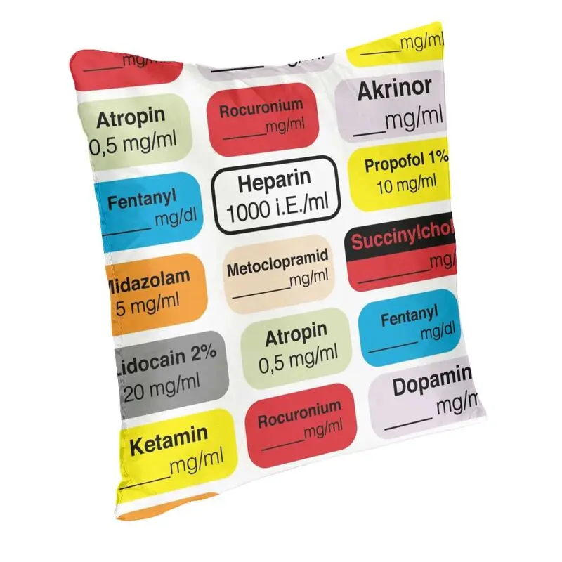 Anesthesia Medication Doctor Medical Nurse Hospital Cushion Cover 40x40 Velvet Pillow Case for Car Square Pillowcase Home Decor