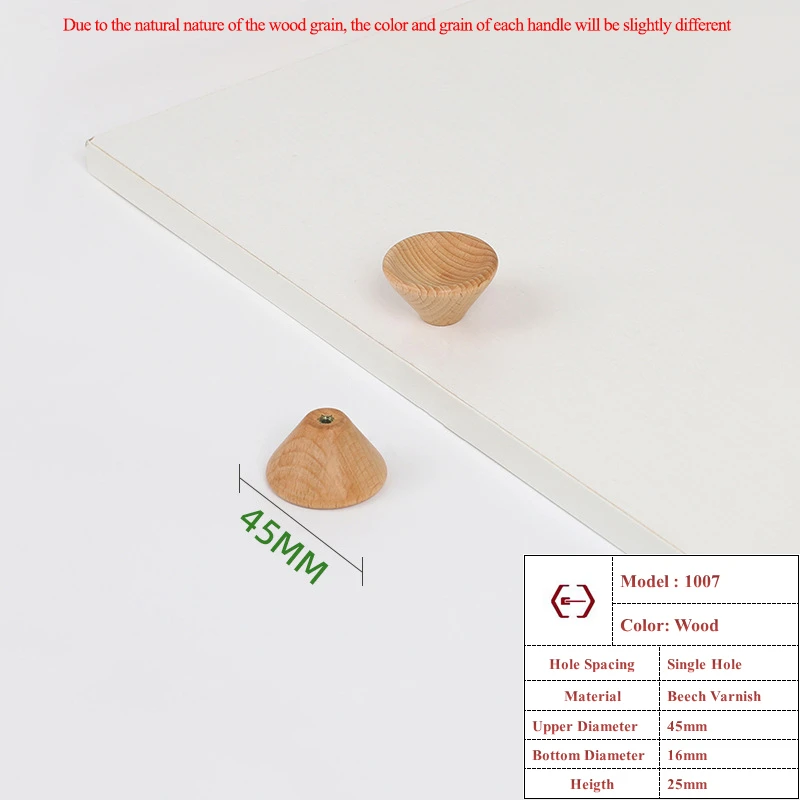 Nordische Holzmöbelgriffe aus Buchenholz, Küchenschrankgriffe, Kleiderschrank-, Schubladen- und Schrankknöpfe, solide Hardware-Zuggriffe – Detail 14