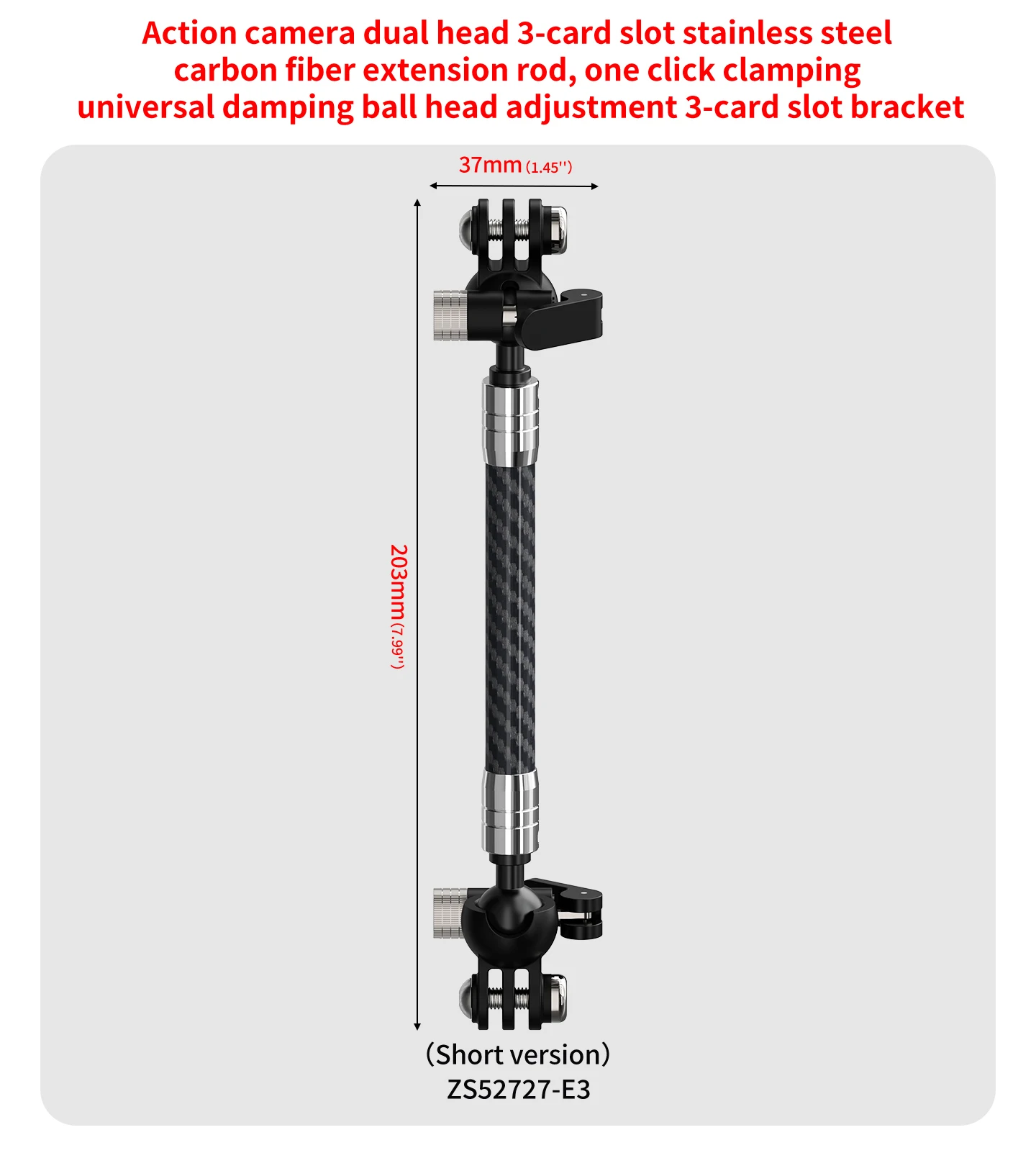 D12mm Carbon Fiber Tube Action Kamera Stativ Einbeinstativ Ausziehbare Selfie Stick Pole für GoPro 13 12 11 10 9 für Insta360 X2 X3 – Detail 11