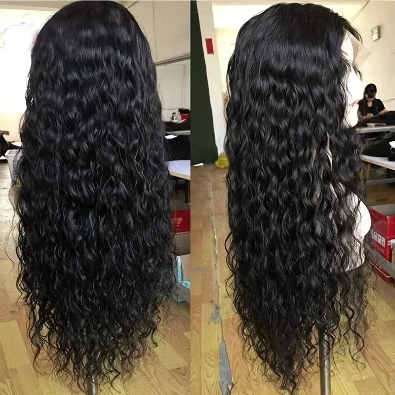

Natural 13x4 Water Wave 180% Density Frontal Wig Brazilian Remy Hair wig HD Transparent Lace 100% Human Hair Wig For Women