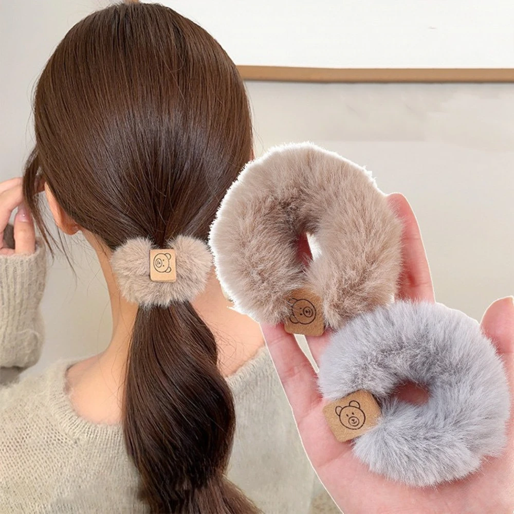 

Autumn Winter Soft Plush Hair Ropes Korean Thick Elastic Bear Hairbands Braiding Hair Accessories Ponytail Headwear Scrunchies