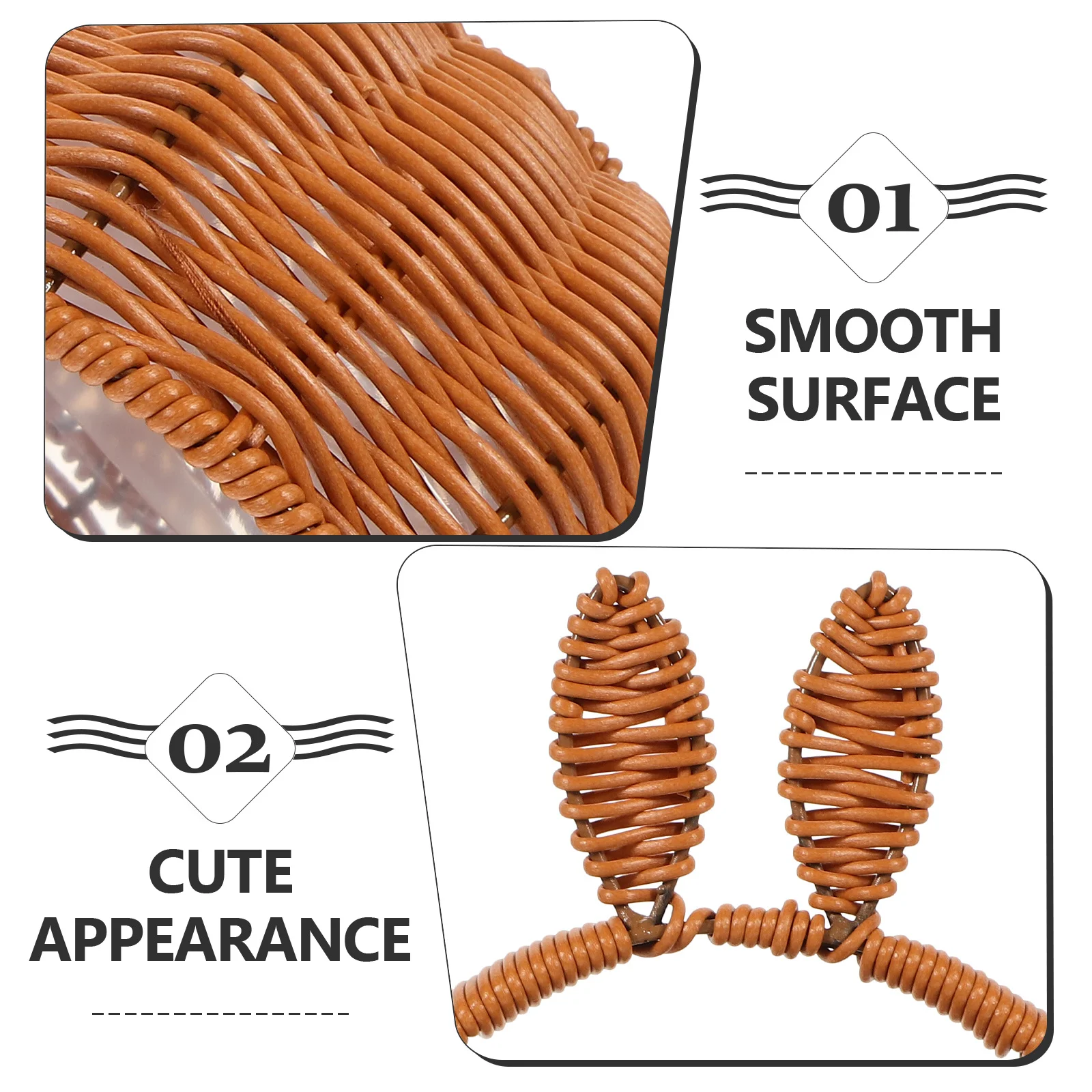 

Bunny Shaped Woven Basket Cord Lightweight Portable Decorative Storage Bin for Home Desktop Organizer