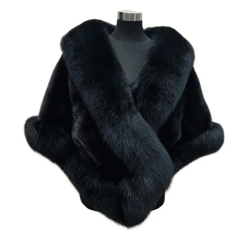 2024 imitation mink women's fox fur collar shawl scarf cloak mink fur coat Bridal dress hairy large shawl cape short coat