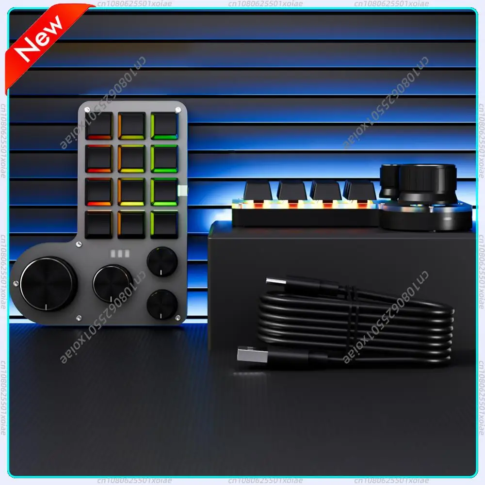 Programming Macro Custom Keyboard 12 Keys 4 Knob/3 Knob Hot-swap USB Wired/Bluetooth Programming Macro Keypad for Photoshop