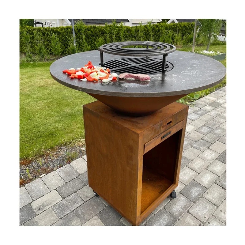 outdoor corten steel iron fire pit bbq brazier outdoor bbq barbecue charcoal grill for garden