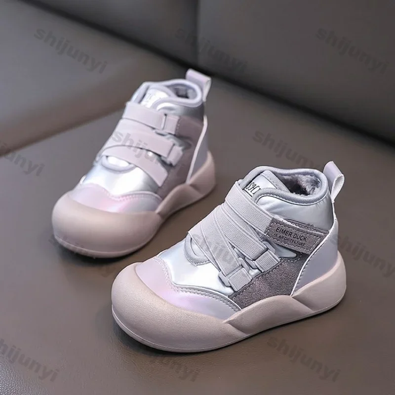 Sepatu bot mewah untuk anak-anak, sepatu bot salju kasmir musim dingin, sepatu bot katun tebal hangat antiselip sol lembut untuk bayi