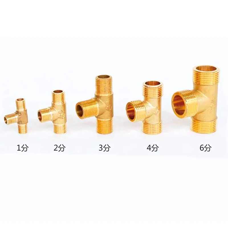 1/8" 1/4" 3/8" 1/2" BSP Male Thread Tee Type 3 Way Brass Pipe Fitting Adapter Coupler Connector For Water