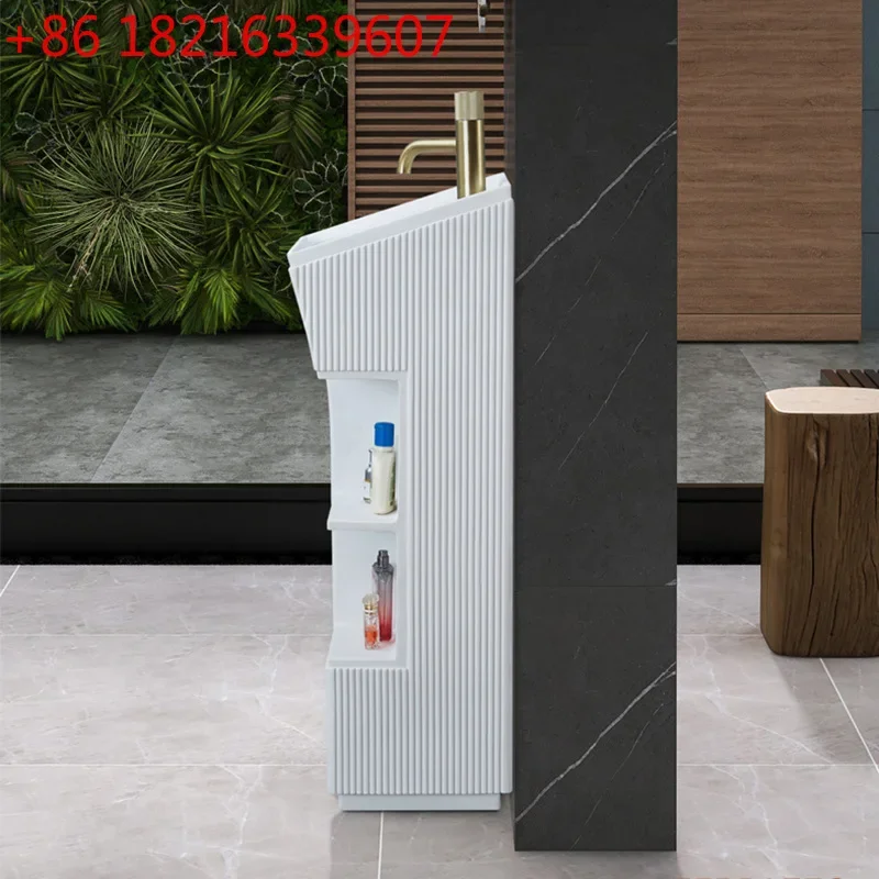 Column basin integrated floor-to-ceiling wash basin small apartment bathroom balcony creative wash table