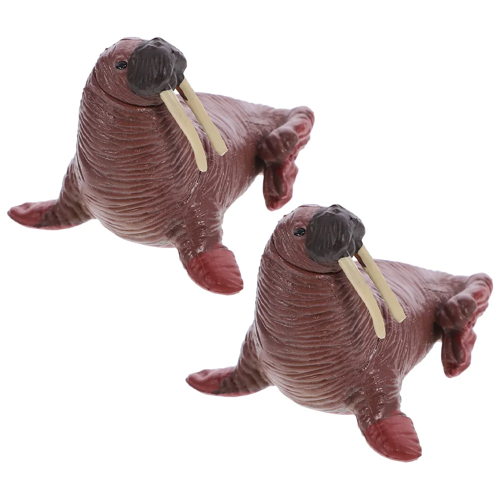 

2Pcs Resin Sea Animal Simulation Walrus Decoration Realistic Miniature Marine Desktop Ornament Educational Cognitive Decor