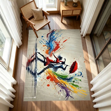 Colorful Splash-Ink Painting Dancing Couple Pattern Carpet Romantic Art Carpet Floor Decoration Non-Slip Home Carpet