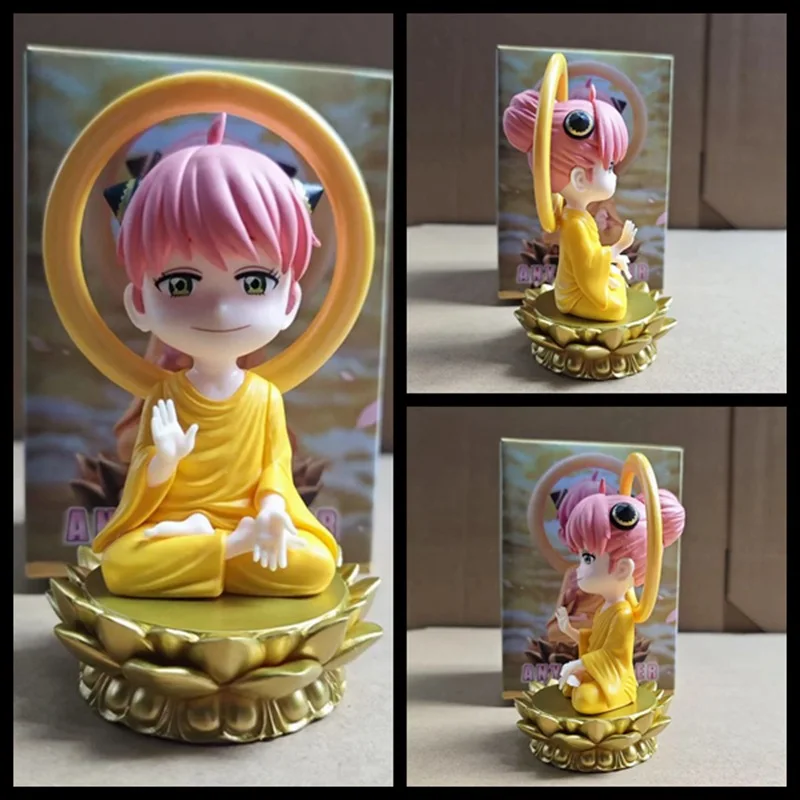 

12cm Anime Spy×Family Cute Anya Forger Cos Buddha Action Figure Buddhas Light On A Roll Model Kids Toy Birthday Gift Ornament