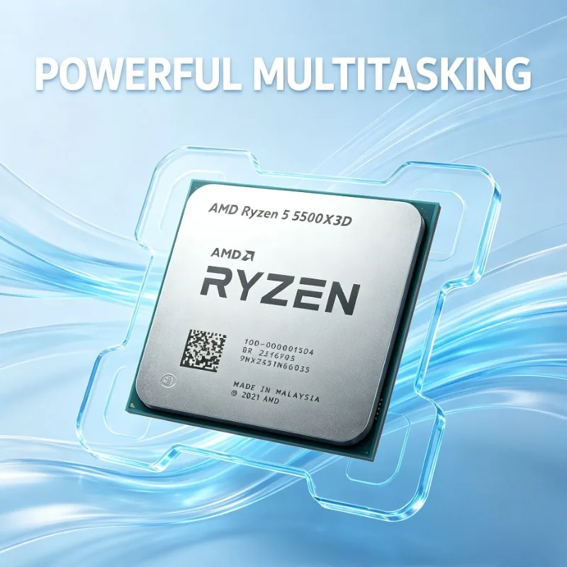 Ryzen 5 5500X3D Processor Socket AM4 AMD 6 Core 12 Thread 3GHz 96M L3 3D V-Cache DDR4 Gaming Desktop CPU Without Fan