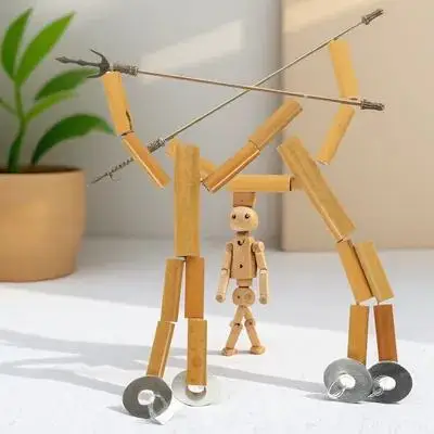 

2 Bags Bamboo Puppet Making Kit Enhances Attention Span Handmade Plaything for Children Interactive Learning Gift Idea