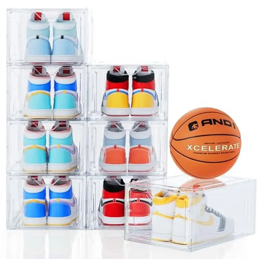 

8-Pack Clear Plastic Shoe Storage Organizer Boxes with Magnetic Door Thicken Sturdy Stackable Sneakers & Boots Organizing