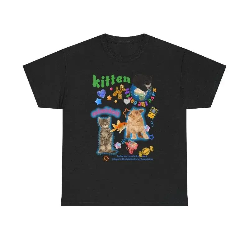 Funny Cat Y2K Top 90s Kawaii Aesthetic Cat Meme TShirt Y2K Silly Cat Shirt Harajuku Trashy Y2K Kitten Tee Casual Loose Unisex
