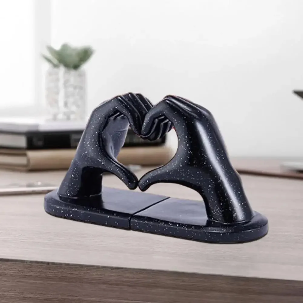 Black Heart Hands Sculpture Bookends Cute Book Ends Decorative Bookends for Shelves Creative Hand Statue Book Holders for Shelf