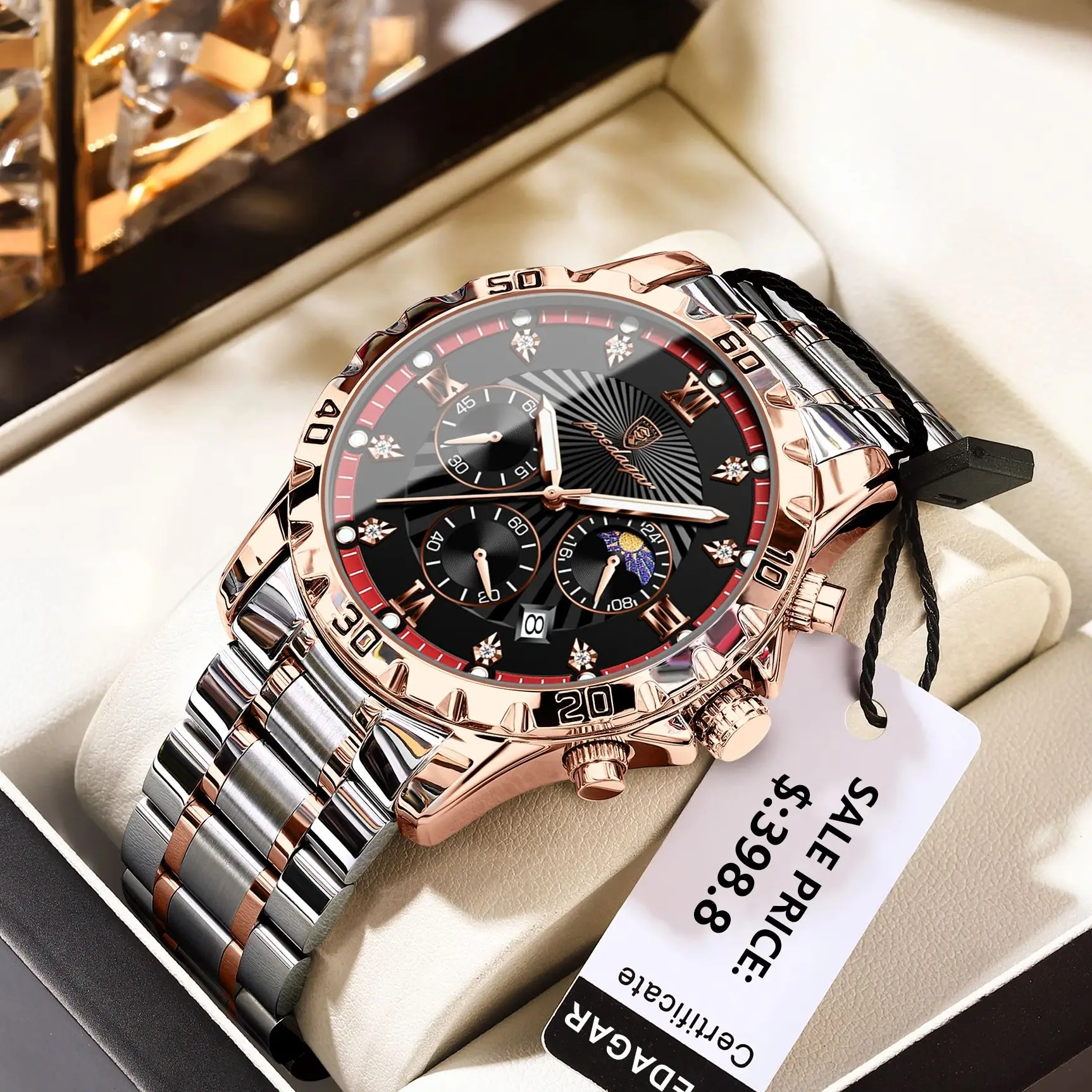 POEDAGAR Luxury Military Watch For Men Waterproof Luminous Chronograph Date Man Wristwatch Stainless Steel Quartz Men's Watches