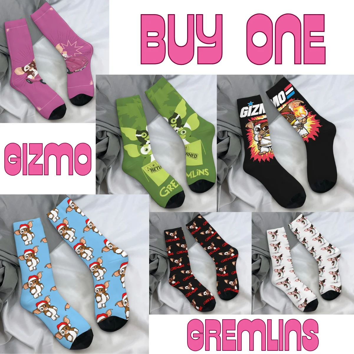 Adults Men Socks Gizmo Gremlins Stockings Winter Elegant High Quality Socks Design Outdoor Sports Non Slip Socks