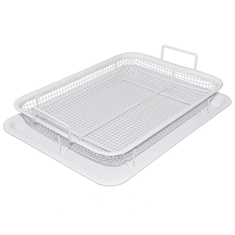 Stainless Steel Air Fryer Basket Replacement Accessories Crisper Tray And Basket For Oven 13 X 9.6 Inch, For Fries/Bacon/Chicken