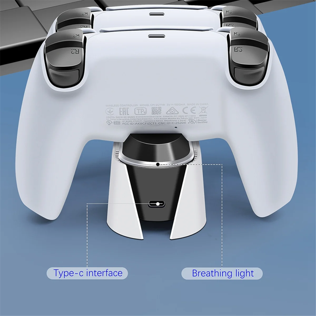 شاحن مزدوج سريع لوحدة التحكم اللاسلكية PS5، قاعدة شحن USB، حامل LED للوحة ألعاب عصا التحكم PlayStation 5