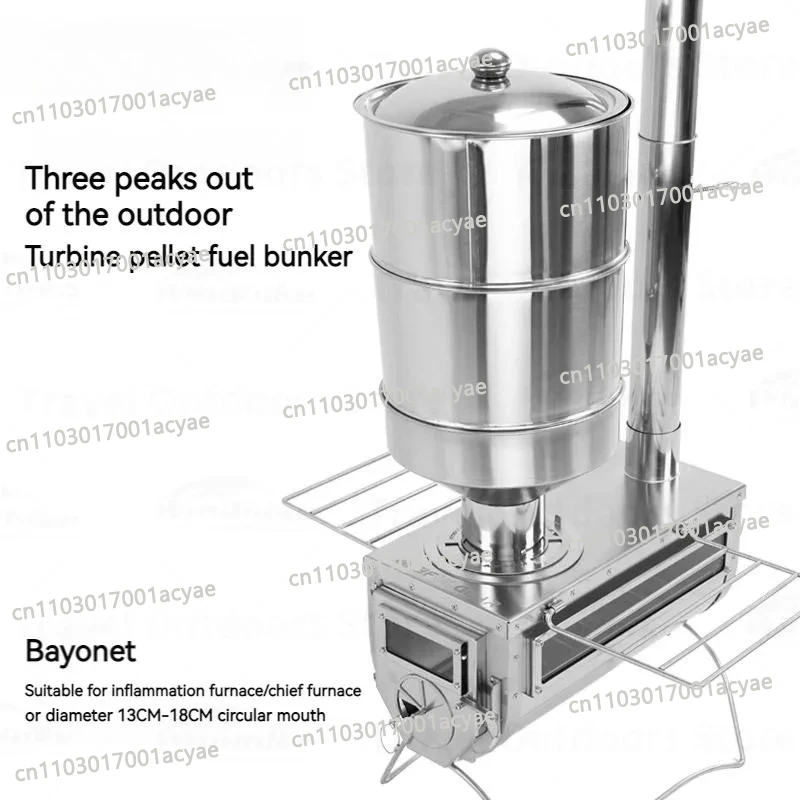 Camping Stove Fuel Hopper – 10kg Granular Fuel Bunker, 304 Stainless Steel Tent Stove Accessory