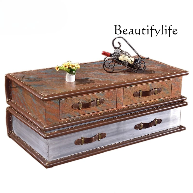 

Personalized book coffee table LOFT industrial style furniture American retro old coffee shop bar book bar tea table