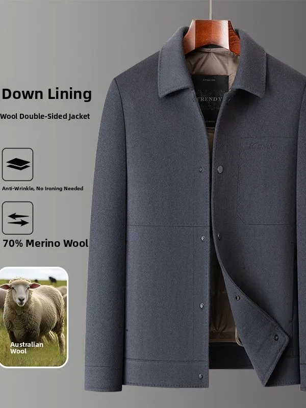 

Новое однотонное двустороннее шерстяное мужское пальто из тонкого пуха, шерстяное пальто с внутренней стороны, повседневная зимняя верхняя одежда