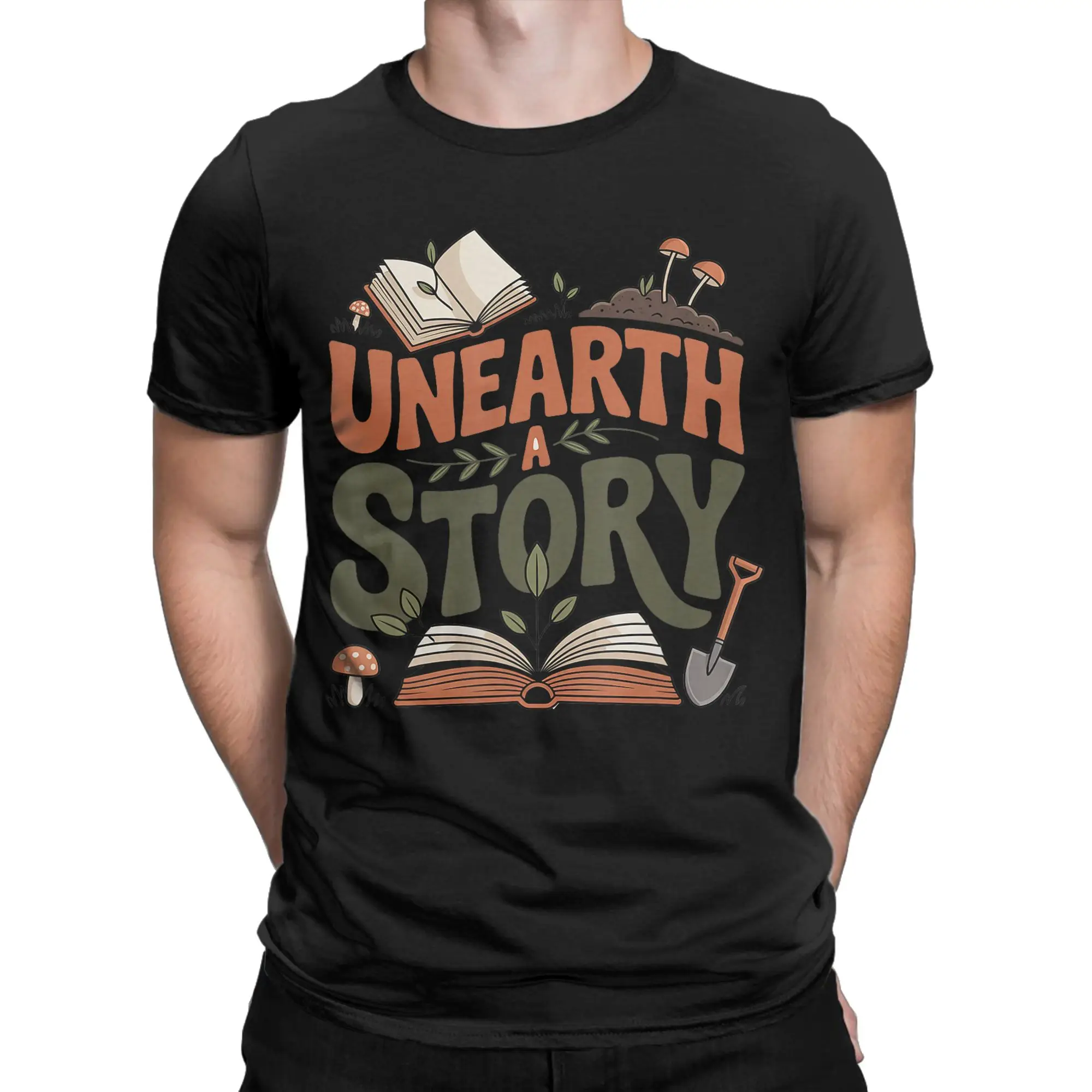 Men's Unearth A Story Summer Reading 2026 T Shirts  Pure Cotton Clothes Leisure Short Sleeve Round Neck Tees 4XL 5XL 6XL T-Shirt