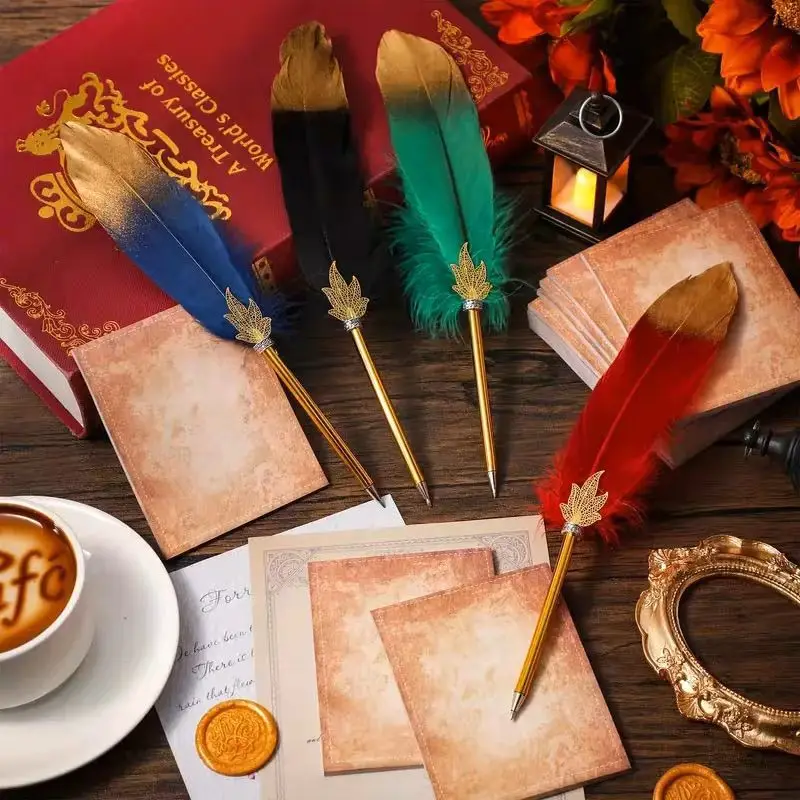 Stylo à plume rétro européen Harry Potter, stylo à bille créatif pour étudiants, cadeau créatif pour camarades de classe et professeurs, cadeau d'anniversaire