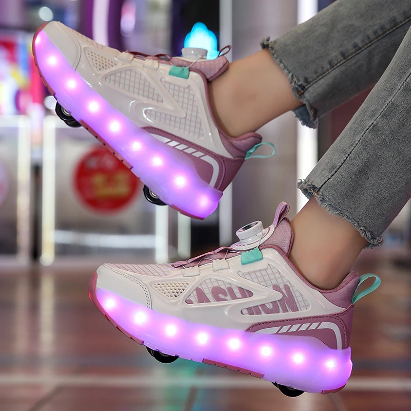 Roller Skate Shoes for Children Footwear Boys Girls 4 Wheels Sneakers Kids Outdoor Sport Game Toy Gift Light Up Boot