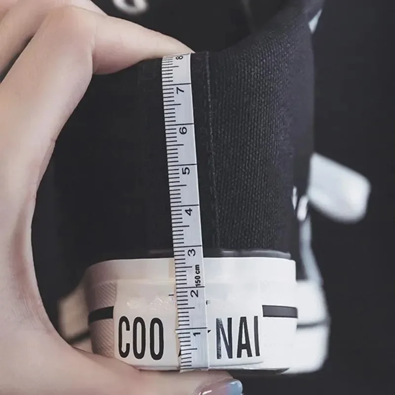 High 8cm Platform Canvas Shoes for Women Hidden Heels High Top Casual Shoes Fashion Designer Thick Sole Wedge Sneakers for Women - view 6