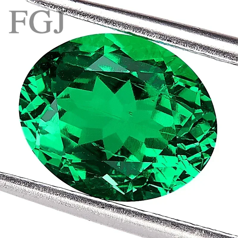 

Factory Price Lab Grown Colombia Emerald Oval Shape Green Color Gems For Diy Jewelry Earrings Material Selectable AGLCertificate