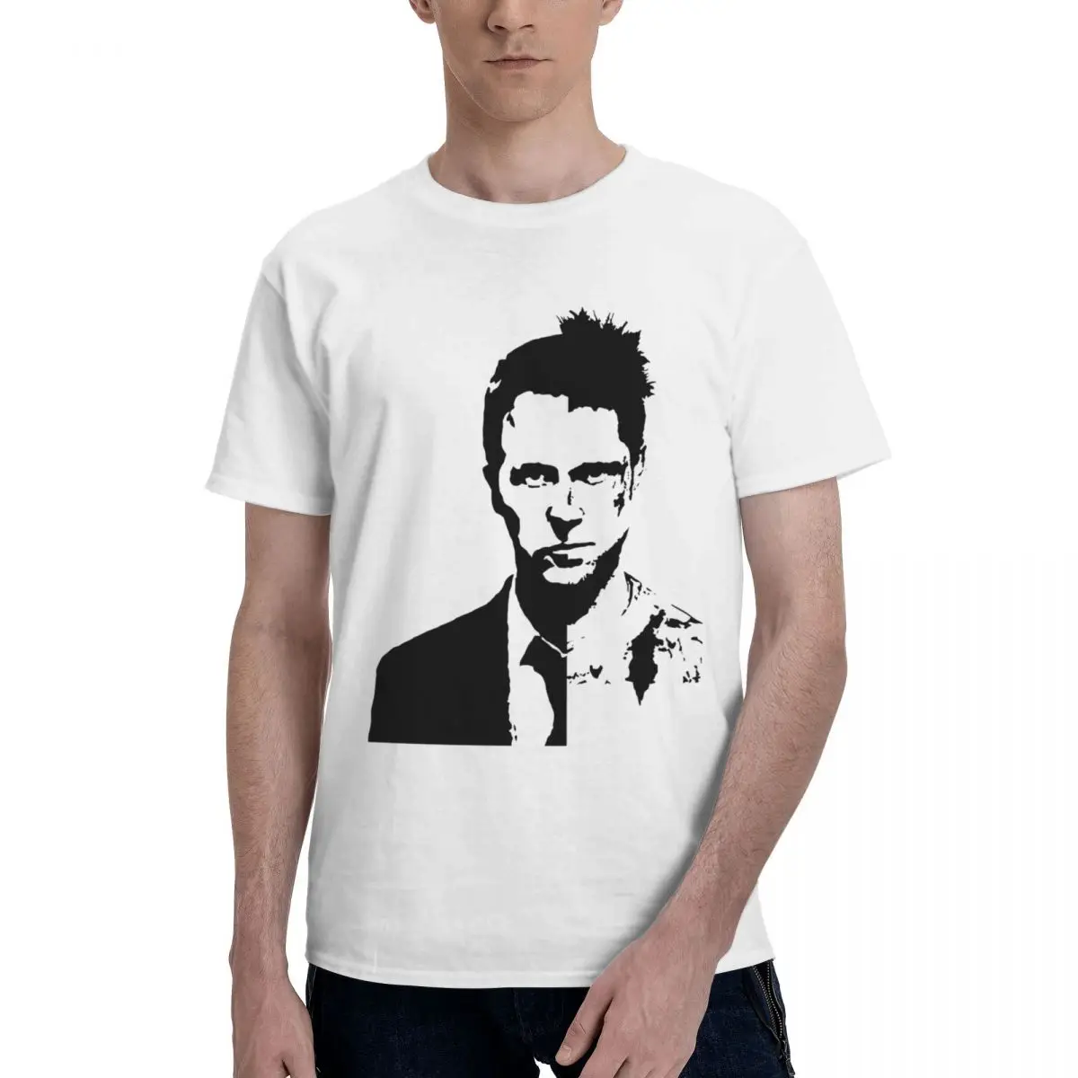 Fight Club Movie T-Shirt for Men Tyler Durden Fun 100% Cotton Tee Shirt Crew Neck Short Sleeve T Shirts Plus Size Tops