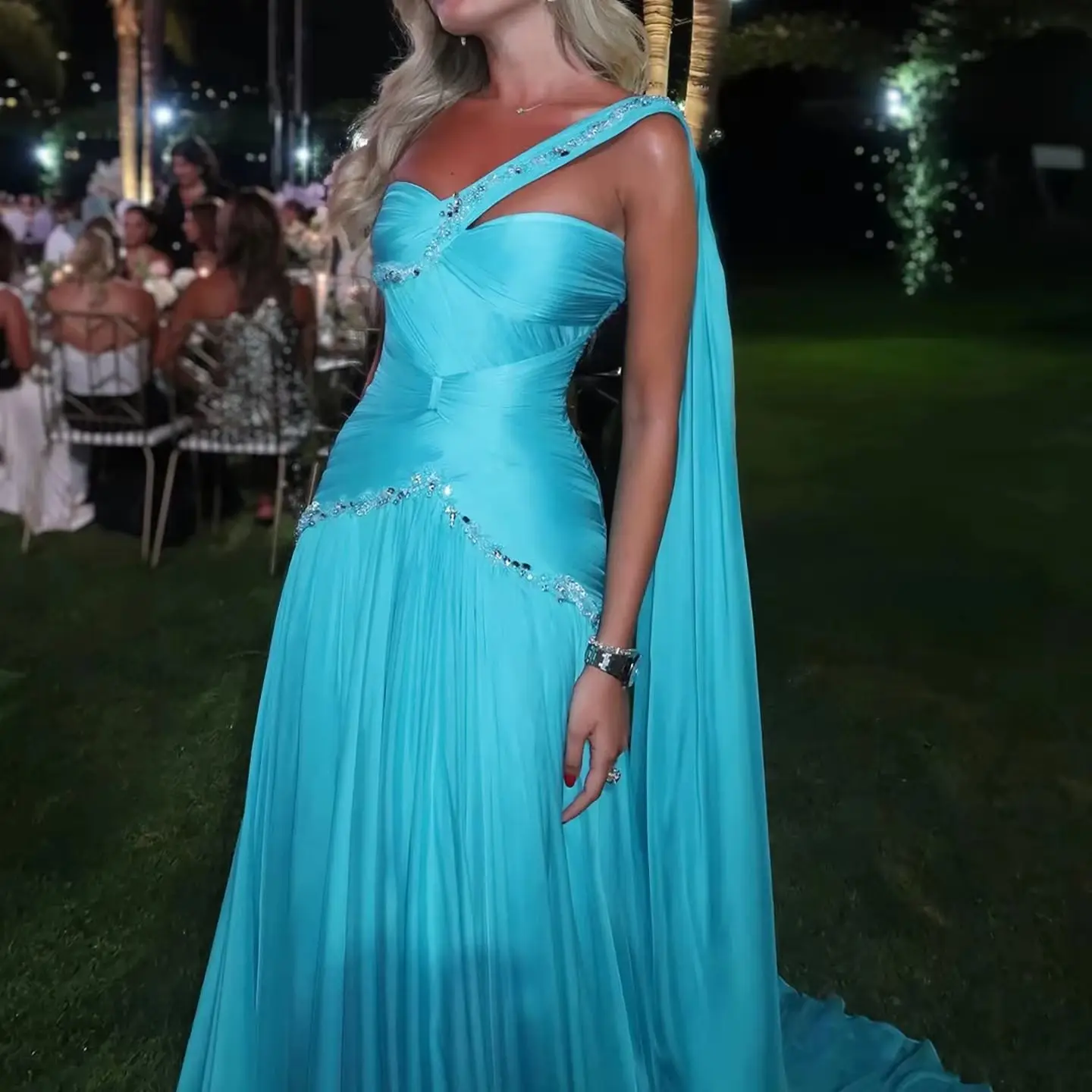 Sharon Said Evening Dress Luxury One Shoulder Sweetheart Chiffon A-Line Pleated Crystal Dubai Wedding Prom Gown SF207 Customized