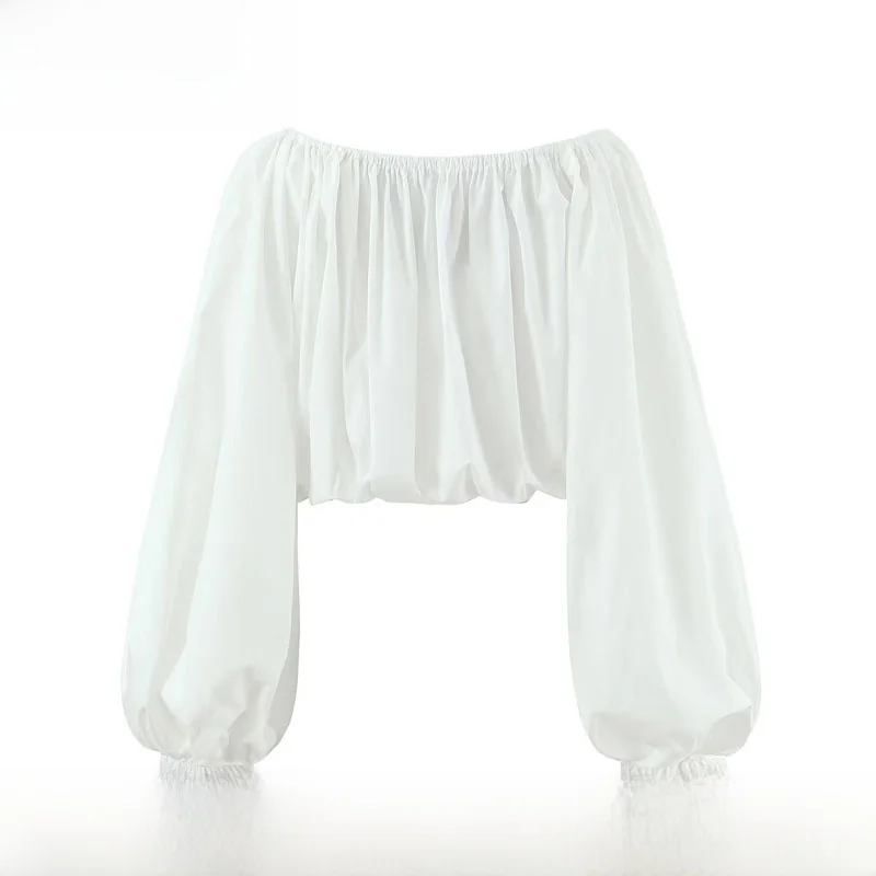 

Sexy oulder Bared ort irt Long Sve Polyester Fiber Loose Fit Regular Thin Autumn New Arrival Women's Faion irt