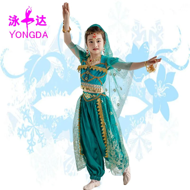

Girl Jasmine Princess Anime Costume Female Halloween Anime Cos Belly Dance Show Costume Set Anime Cosplay