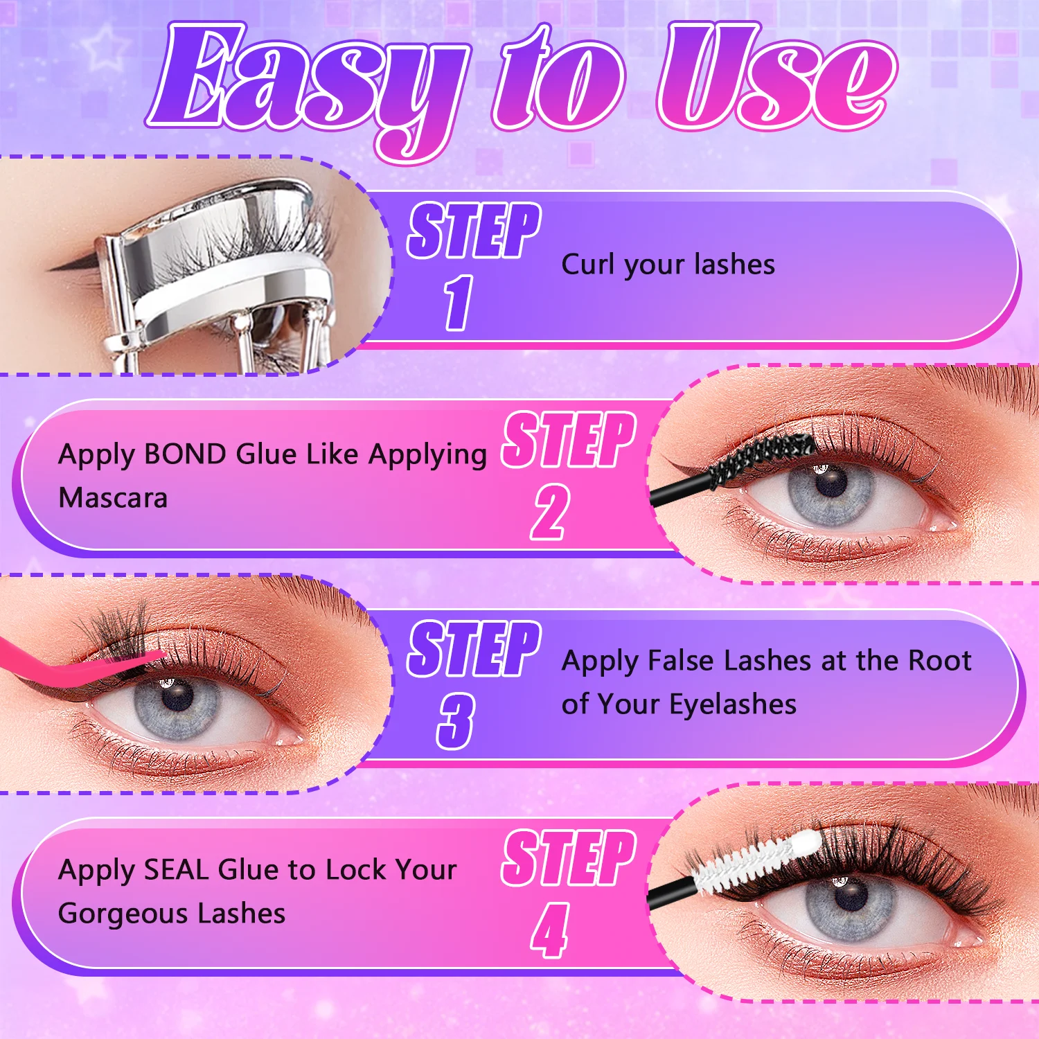 800 Stück EIMNY Wimpernverlängerungen 40D-120D+Spikes Flauschige D-Curl Volumen-Wimpern 10-18mm Längen für Anfänger zu Hause – Detail 2