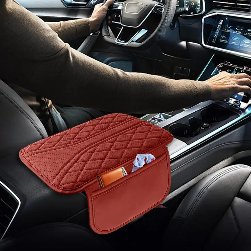 Car Center Console Cover Car Armrest Pad With Phone Holder Storage Bag Car Armrest Box Cushion Car Armrest Box Heightening Pad